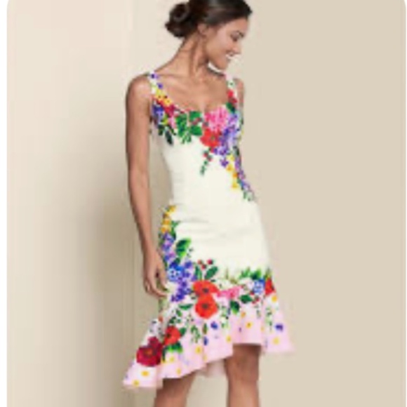 Venus Floral Print Dress with ruffled hem - Picture 1 of 6